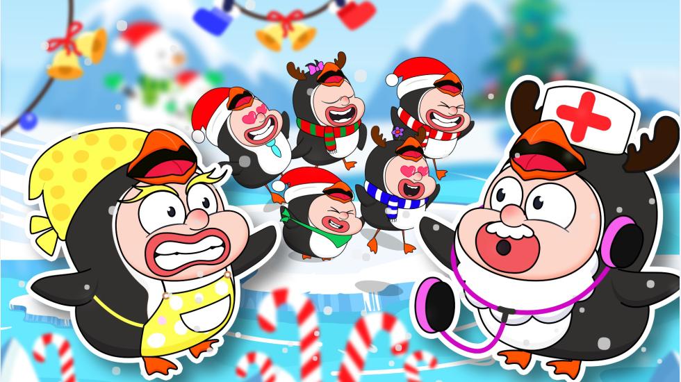 Five Little Penguins Jumping on the bed- Merry Christmas