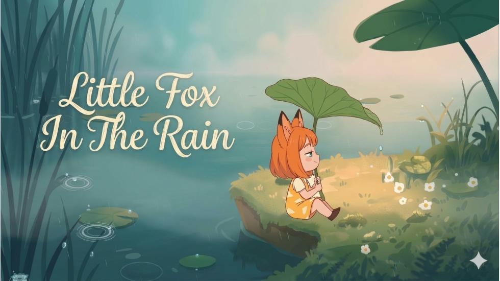 little fox in the rain